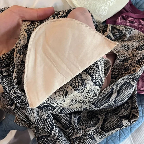 Rebecca Taylor Womens Black Gray Shift Dress 2 Long Sleeve Tie Neck Snake Print - Picture 8 of 13